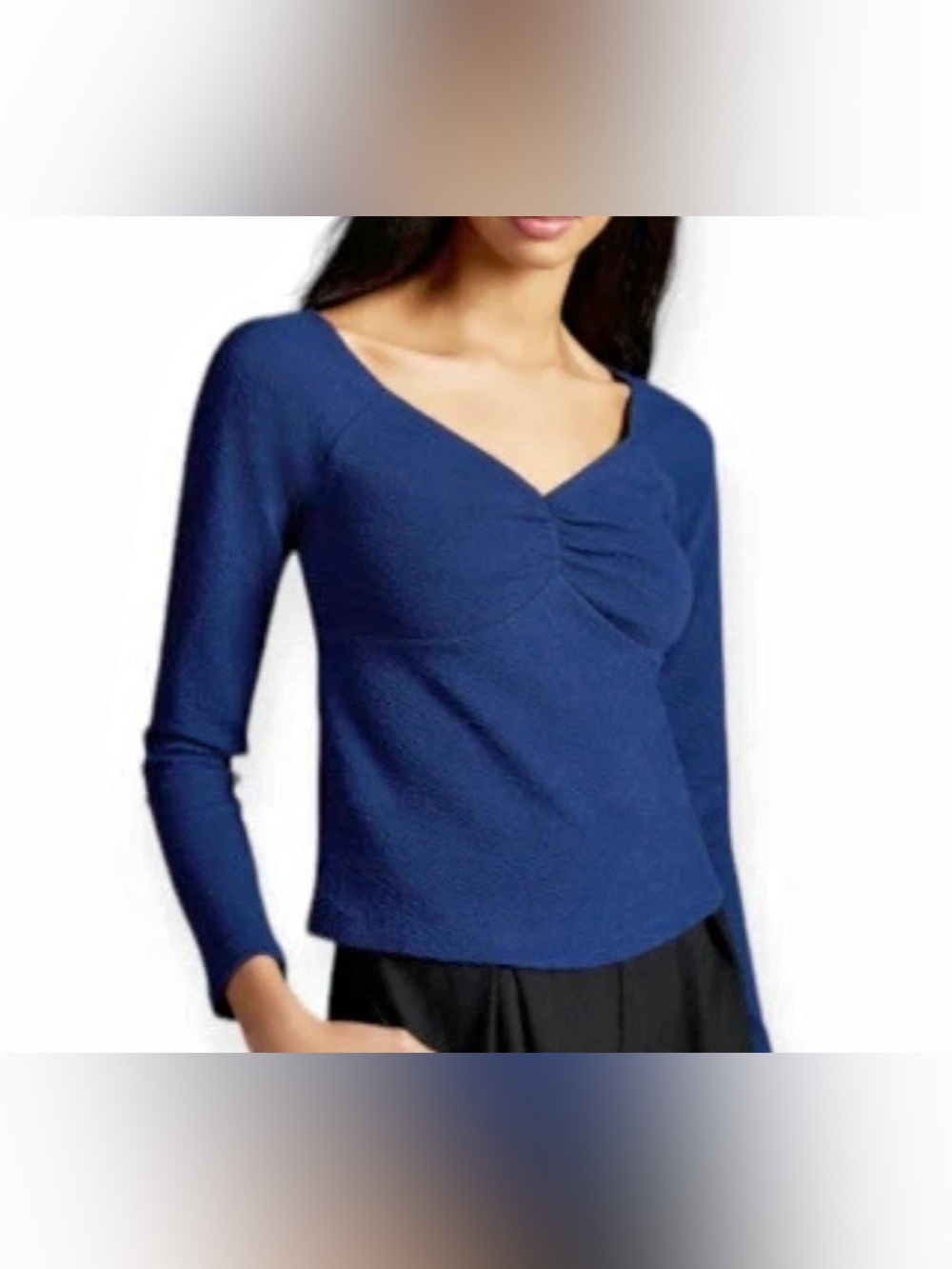 Maeve by Anthropologie Navy Blue Long Sweetheart Neckline Blouse - Size S